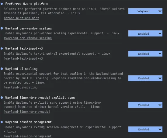 Chromium-based browsers flags for Wayland