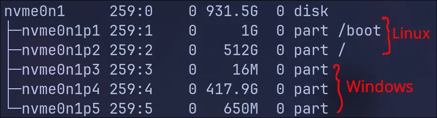 dual boot partitioning