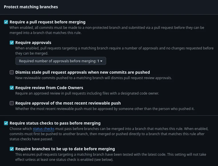 Branch rules - protect branches
